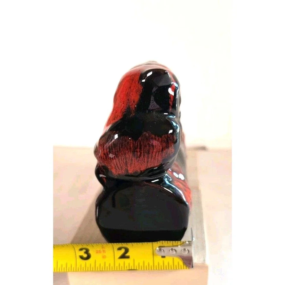 Vintage Canuck Orange And Black Drip Owl Planter MCM Kitchy